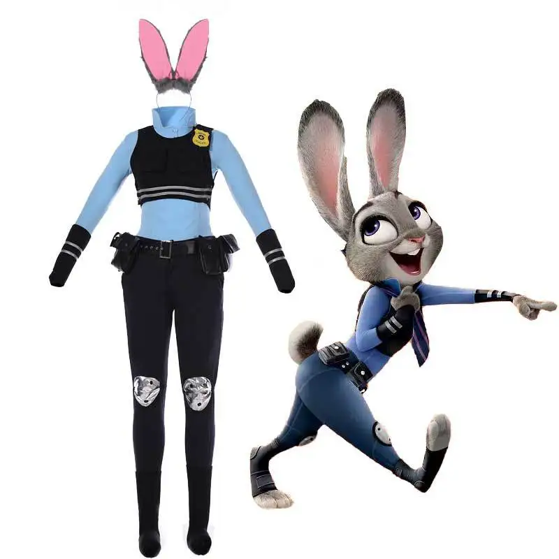 Хэллоуин фильм зверополис, Джуди хопс; костюм с рисунком из мультфильма «зверополис», кролик «офицер Джуди» Косплэй костюм