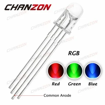 100pcs/lot Multicolor 4pin 5mm RGB Led Diode Light Lamp Tricolor Round Package Common Anode Rgbled LED 5 mm Light Emitting Diode