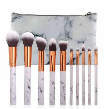 

Fashion 10PCS Make Up Cosmetic Diamond Marble lines Foundation Eyebrow Eyeliner Concealer Set Tool+bag x#dropship 1207