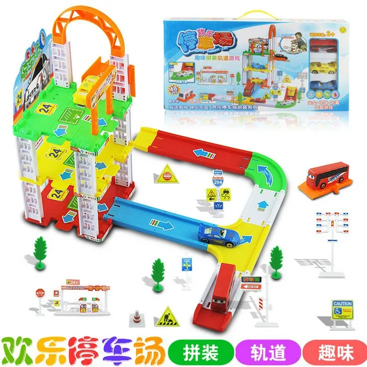 Free shipping Children's toy car park traffic lights luminous scene