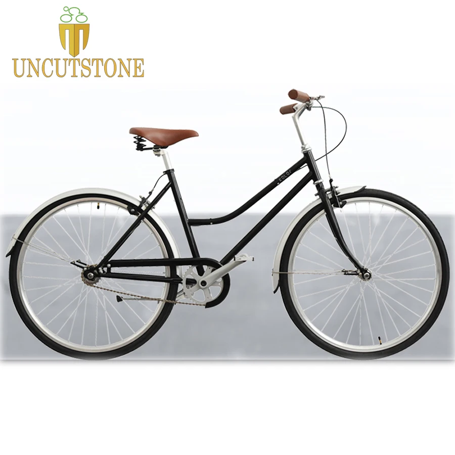 Flash Deal Retro Steel lady bike 26 inches female City street single bike Cruiser female  Single speed Bike road city  bike vintage 1