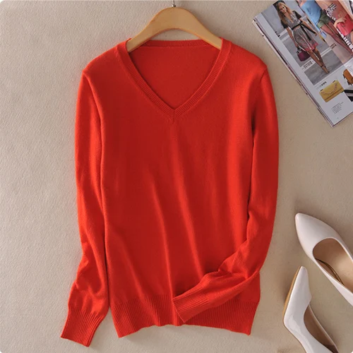 Кашемировый женский джемпер, вязаный свитер, Женский вязаный свитер, женские свитера, зимний кашемировый свитер для женщин, свитер Damski - Цвет: Orange