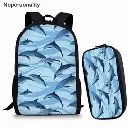 Nopersonality Детский рюкзак Набор для девочек и мальчиков Дельфины синий школьный детский рюкзак для начальной школы детский ранец Mochila