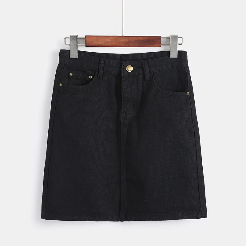 Women Denim Jeans Skirt Mini Plus Size High Waist A Line S-3XL Summer Fashion Bodycon Short Skirt Korean Style Black White 1003 Skirts