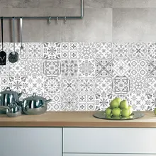 10/15/20/30cm Retro patrón de azulejo piso pegatina PVC baño cocina impermeable pegatinas de pared decoración del hogar TV sofá pared arte Mural