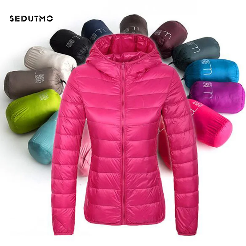 

SEDUTMO 2018 Winter Ultra Light Womens Down Jackets Short Plus Size 3XL Duck Down Coat Hooded Puffer Jacket Spring Coat ED029