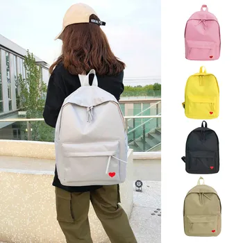 

Fashion Women Solid Color Canvas Capacity Student Travel Bag Zipper Student Bag Large Capacity Backpack 2019 Couple Bag