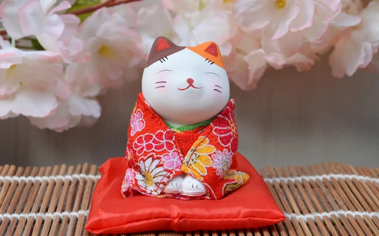 3 шт. фигурки счастливого кота японское кимоно Maneki Neko гипсовые украшения животные котенок миниатюры украшение дома бизнес подарок