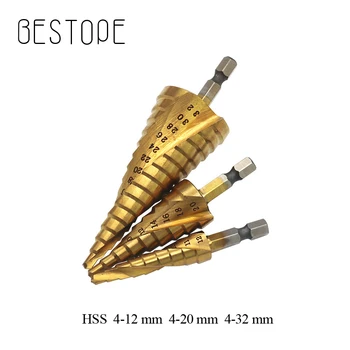 

3/pcs 4-12/20/32mm HSS Spiral Grooved Center Drill Bit Solid Carbide Mini Drill Accessories Hole Cutter Wood Titanium Step Cone