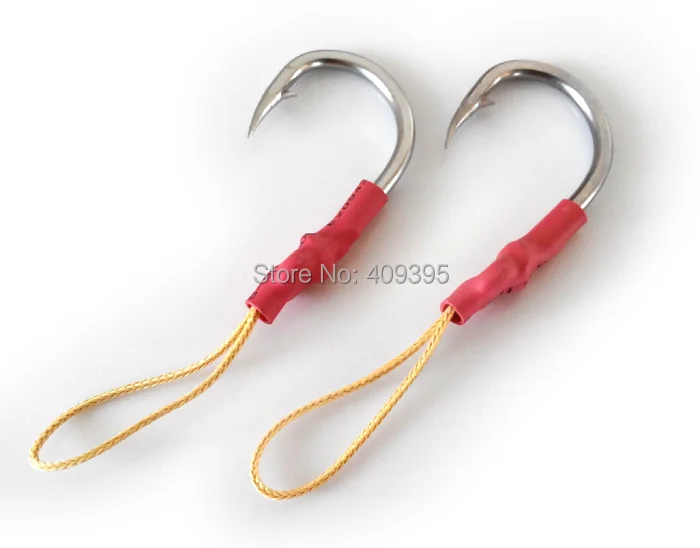 

10pcs 5/0 6/0 7/0 8/0 9/0 10/0 Kevlar Assist hook jig hook Jigging Fishing Hook with Line Sea fishing hook super strong