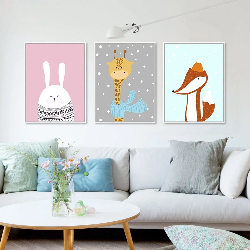 Nordic-Art-Cartoon-Animal-Deer-Bear-Penguin-Poster-Minimalist-Canvas-Painting-Nursery-Wall-Picture-Children-Room (2)