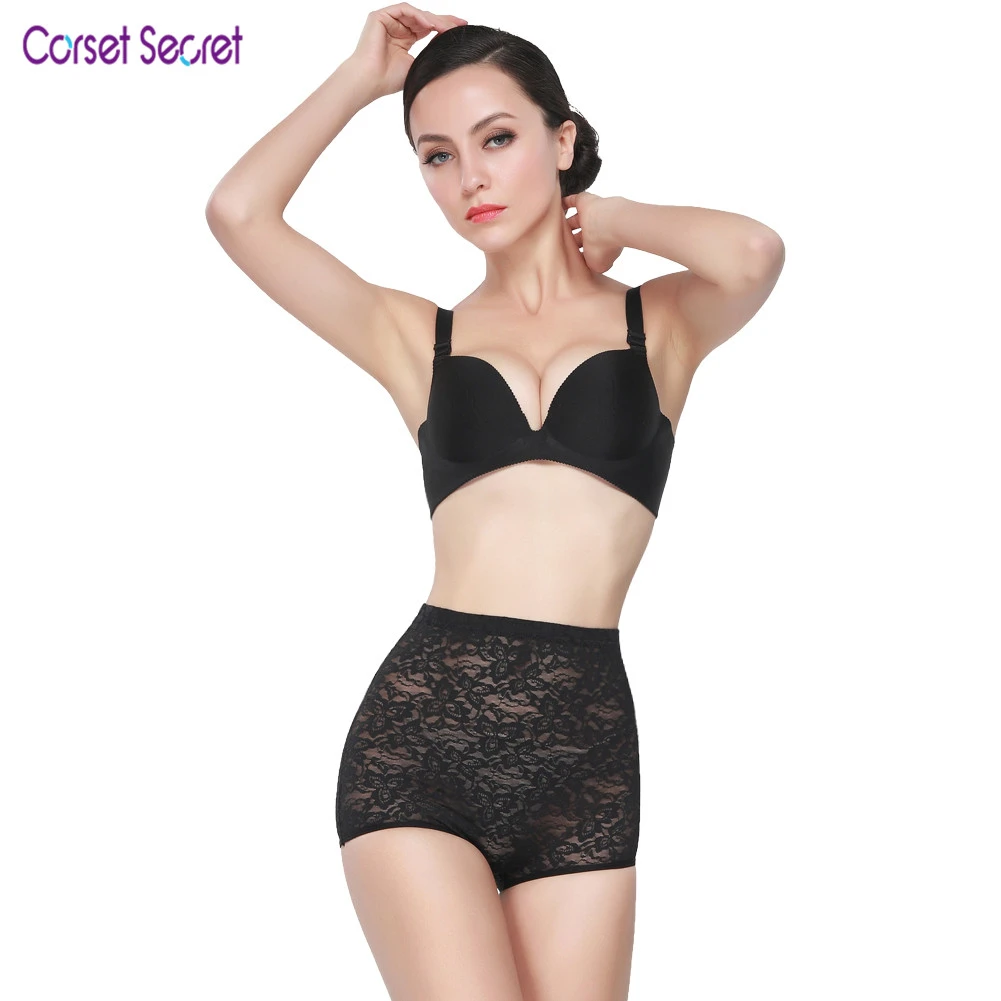 Corset Secret High rise Lencería de encaje negro para mujer, ropa interior seductora, para levantar glúteos, baratas|Bragas modeladoras| -