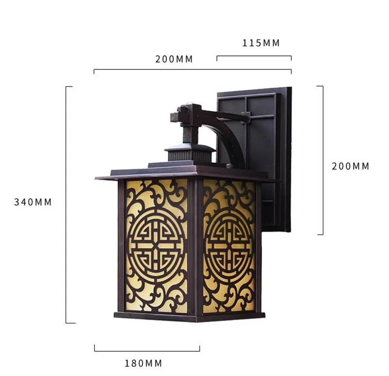 Китайский сад настенные светильники Ретро алюминий открытый Водонепроницаемый светодио дный светильник Настенный бра освещение для