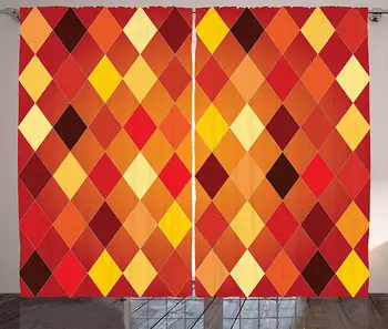 

Geometric Curtains Argyle Pattern with Colorful Rhombuses Classic Lozenge Geometric Arrangement Living Room Bedroom Window Drape