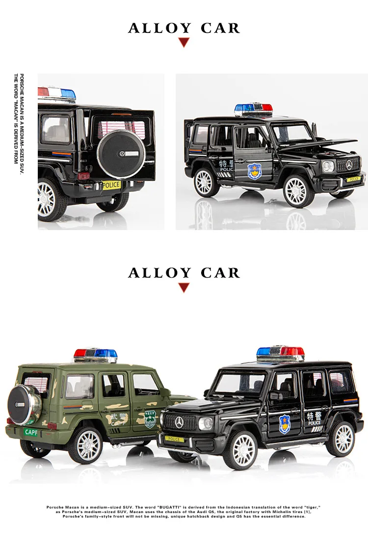 1:32 Высокая симуляция Ben G63 сплав внедорожный автомобиль модель полицейской машины детский звук и светильник Вытяните назад игрушечный автомобиль