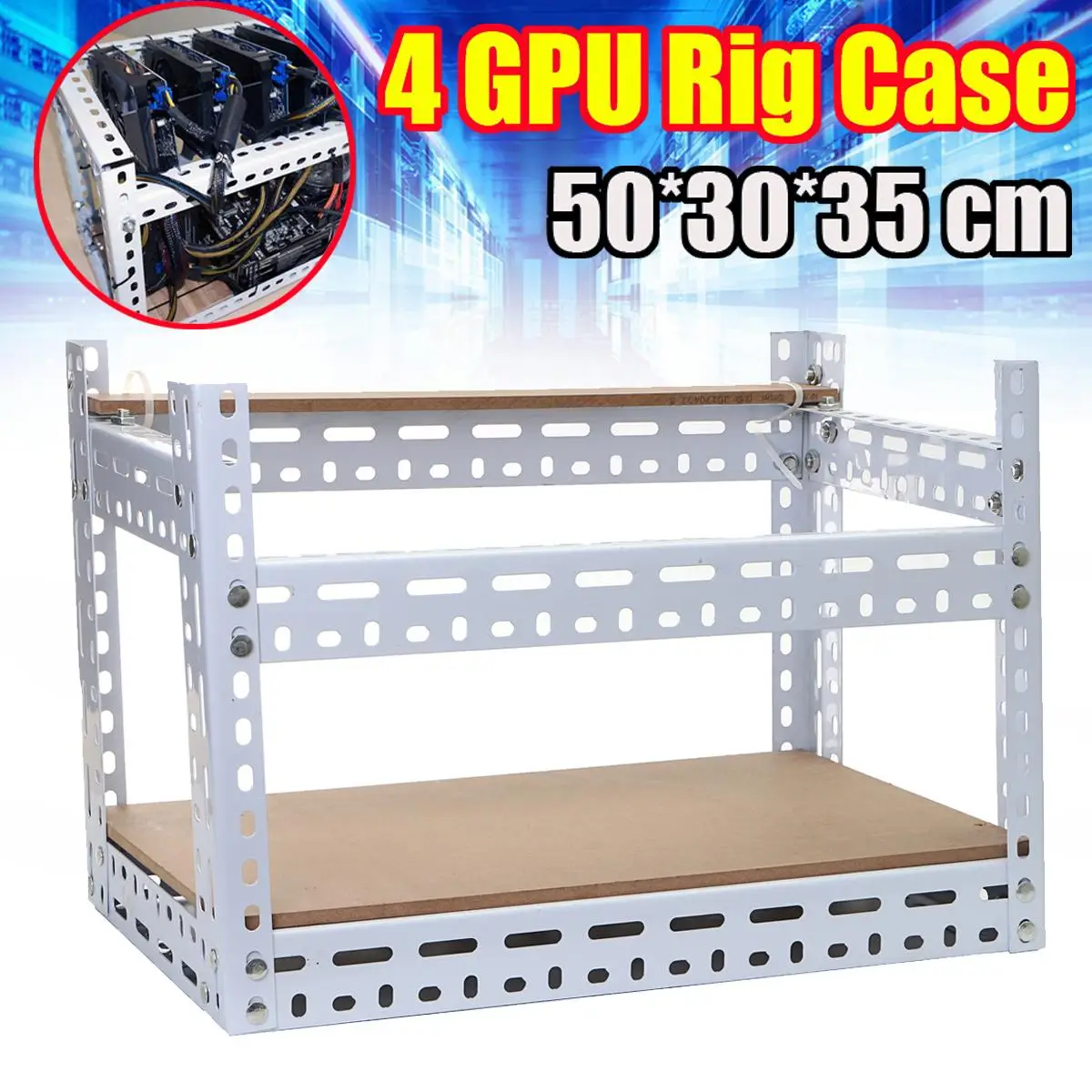 

50cmx30cmx35cm Aluminum Open Air 4 GPU Crypto-currency Mining Miner Rig Frame Case