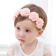 New Baby Flower Headband Pink Ribbon Hair Bands Handmade DIY Headwear Hair accessories for Children Newborn Toddler