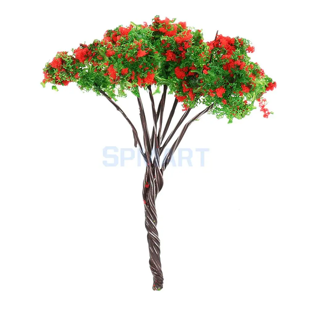 10Pcs Metal Wire Flower Tree Models 5cm 1/200 for RR Train Railway Scenery DIY Miniature Landscape Building