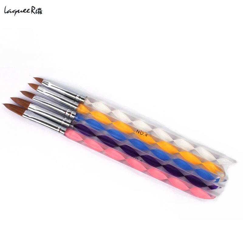 Hot Sale High Quality 5 Pcs Fashion Acrylic UV Gel Nail Art Builder Brush Pen Set Nail Art Painting Drawing Brush Manicure Tools 5