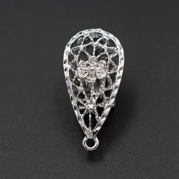 

Metal Clip Earring Post with a Loop Hanger 13*28mm Hollow Drop Flower DIY Findings for Pearls Stud Earrings Jewelry Making