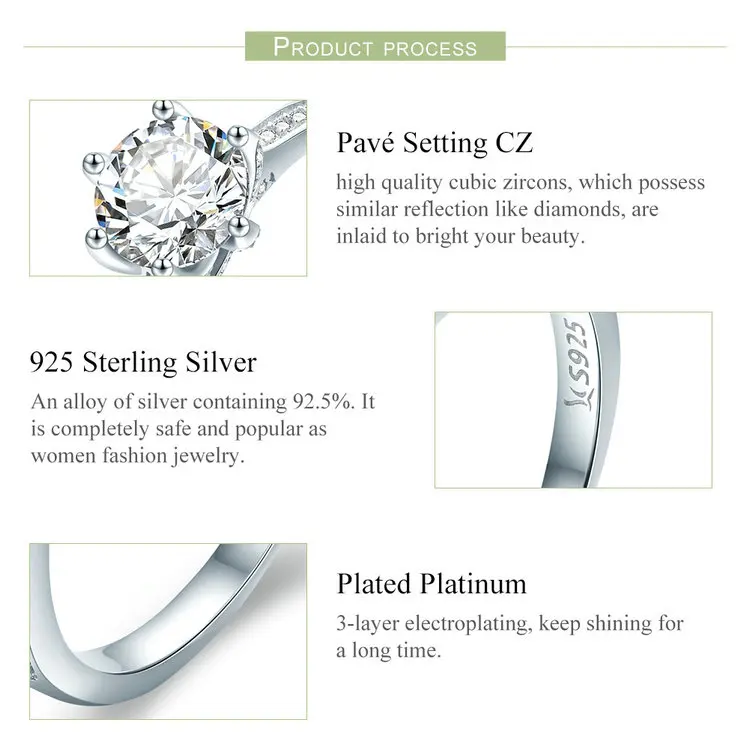 WOSTU, 925 пробы, серебряное, 3 карата, AAAAA, Круглый, CZ, кольцо на палец для женщин, роскошное, для свадьбы, юбилея, помолвки, ювелирное изделие, подарок DXR342