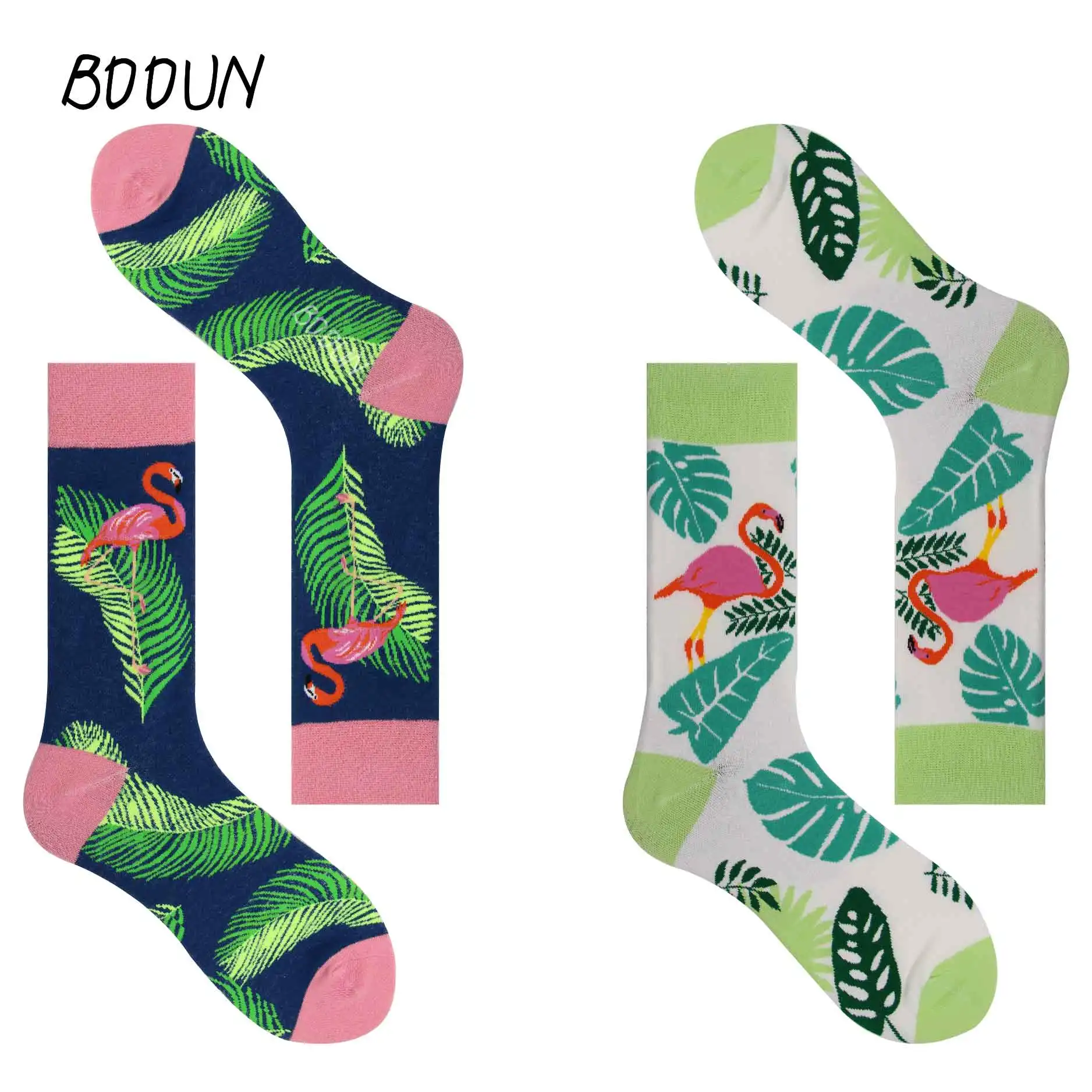 

Funny gifts for Couple cotton stocks hip hop personality happy casual fashion style Flamingo pattern