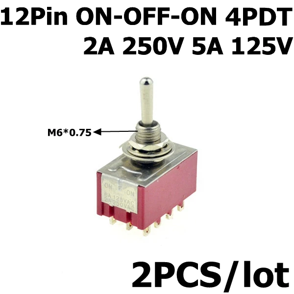 2 шт. Мини тумблер 3 положения 2 положения вкл. Выкл. Вкл. DPDT самоблокирующиеся тумблеры KNX 6A 125 В водонепроницаемая крышка - Цвет: 6mm Hole Red 403