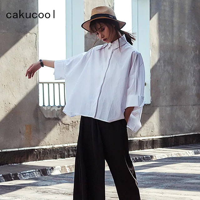 Cakucool Новый Harajuku белая блузка рубашка Для женщин топы с длинными рукавами Blusas