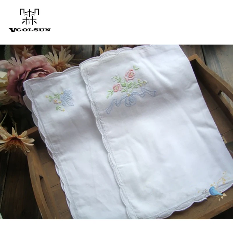 

VGOLSUN British Style Vintage 100% Cotton Handmade Batternbug Lace Embroidery Kids Eco-friendly Pillow Case