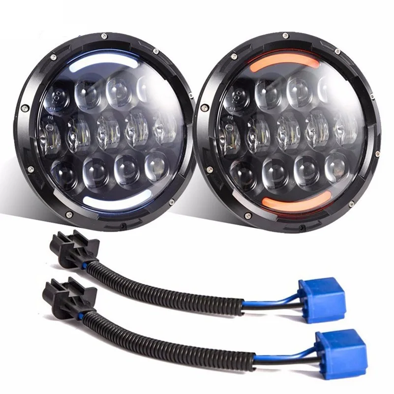 

105W 7 inch Headlight DRL Car light 4x4 Off road Hi/Lo Beam LED headlamp for Jeep Wrangler JK Niva land rover defender Angel eye