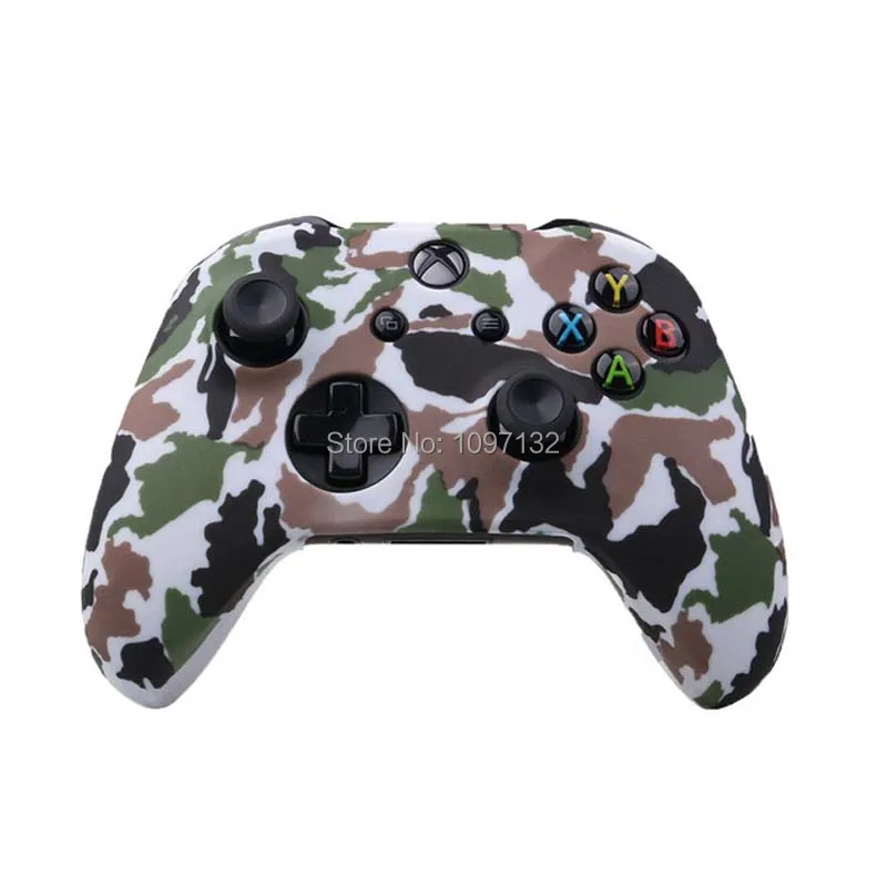 Camouflage Soft Silicone Gel Skin Rubber Case  Gamepad Protective Cover for Xbox One X Slim Controller (8)