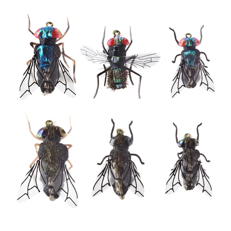 Trout Fly Fishing Lure set 12pcs Mosquito Housefly Dry Flies Artificial Realistic Emerger Caddis