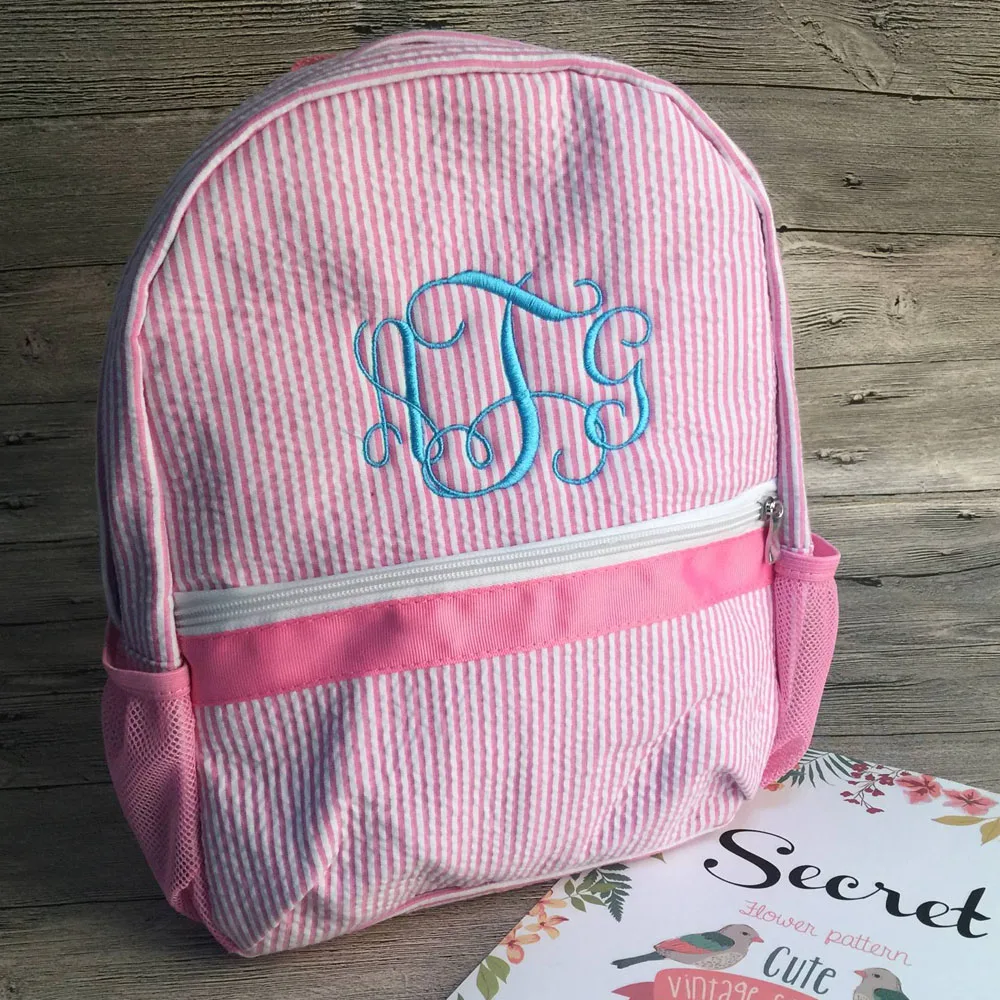 Personalize font b Kids b font Toddler font b School b font Backpacks Soft Seersucker Material