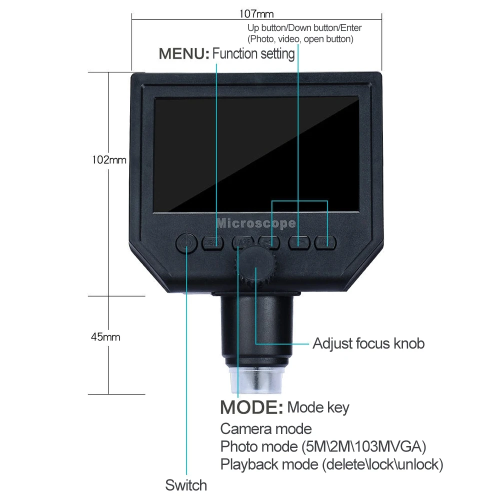 Видеокамера с ЖК дисплеем 4 3 дюйма USB HD 6 МП цифровой микроскоп электронный