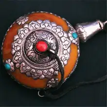 BYH034 тибетская Серебряная покрытая Золотой смоляной имитирующая пчелиный воск большая бутылочка для табаков Тибетский дракон Коллекционные