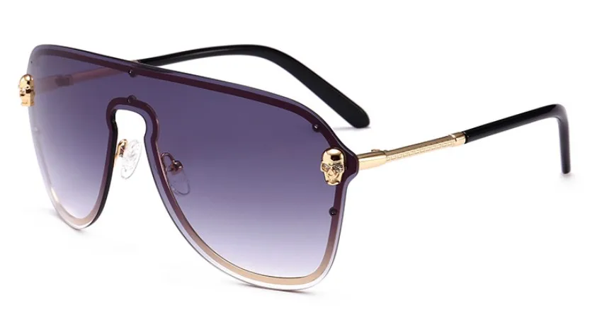 CCSPACE череп заклепки V прямоугольные солнцезащитные очки для мужчин и женщин Ретро металлическая оправа Брендовые очки дизайнерские модные мужские женские оттенки 45480 - Цвет линз: C3 gold gray