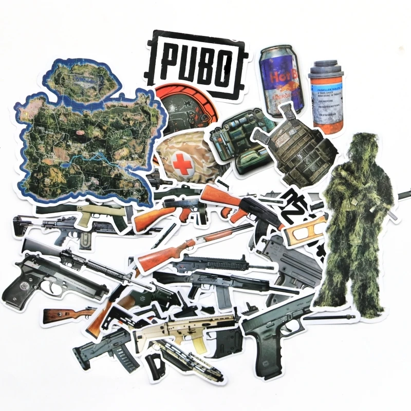 32 шт./лот Playerunknown's Battlegrounds gun PUBG игровые наклейки 98k AKM M416 Стикеры для телефона