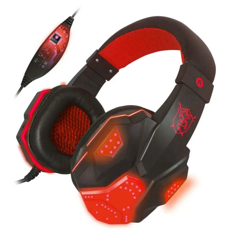 Plextone PC780 Bass Stereo Gaming Headphone Headsets Headband LED Light with Mic Noise Reduction For Computer Gamer PC