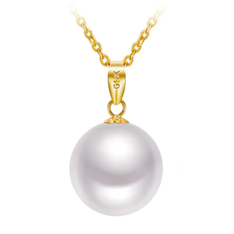 Sinya 18k gold Classical Round Pearl pendant necklace with 7.5-10mm natural pearls Au750 gold chain length 40+5cm  for women (1)