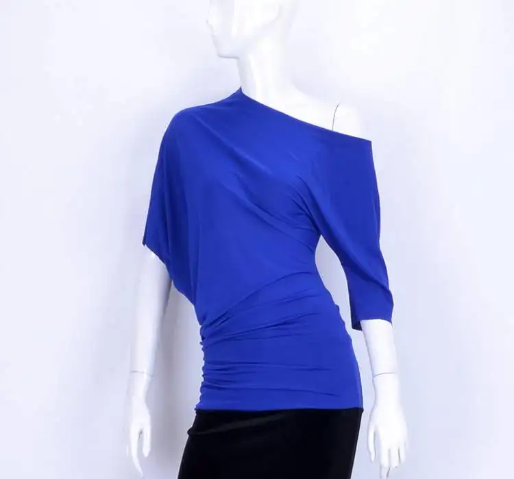 

Exotic dance ballroom dancing irregular oblique shoulder sleeve a loose bat practice coat T14032