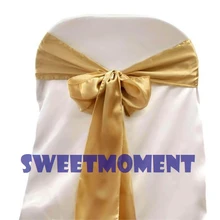 100 золотой Премиум атласный стул створки с бантиком крышка кресла лента для свадебного стула декорации с лентой