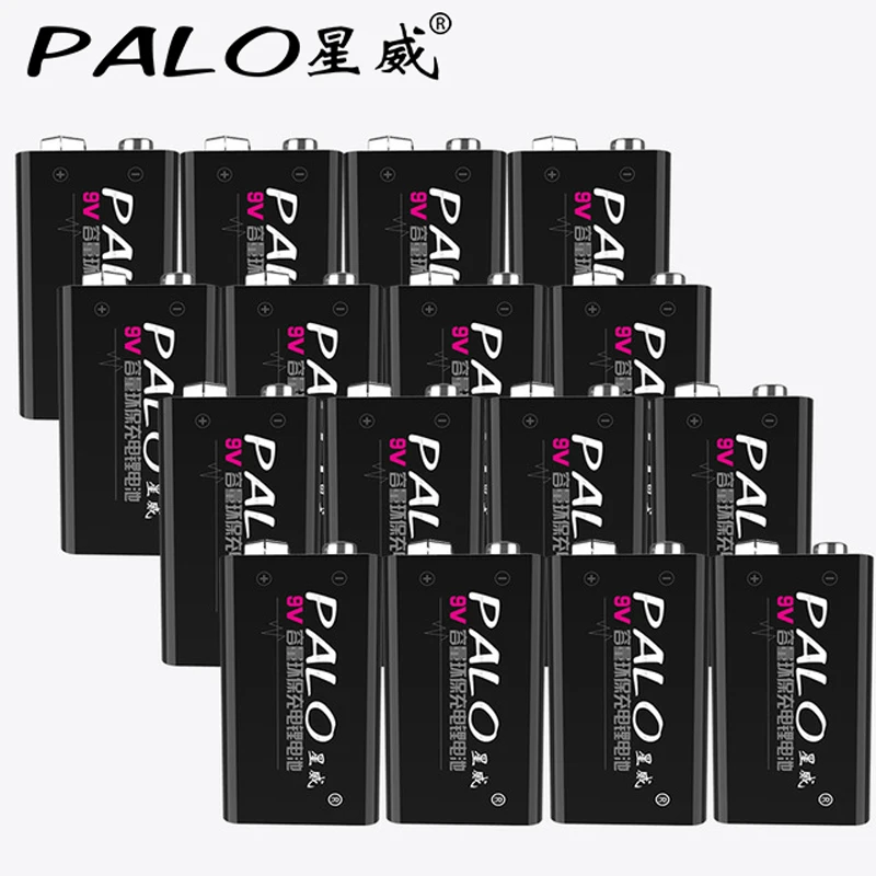 

16 pack 600mAh Li-ion 9 V Rechargeable Batteries For Smoke detectors Wireless Microphones free shipping