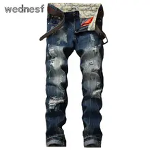 #1938 2017 Рваные джинсы мужчины Мода Проблемные homme Pantalon Тощий мужские джинсы Pantalones hombre Дизайнер Мужские джинсы jogger
