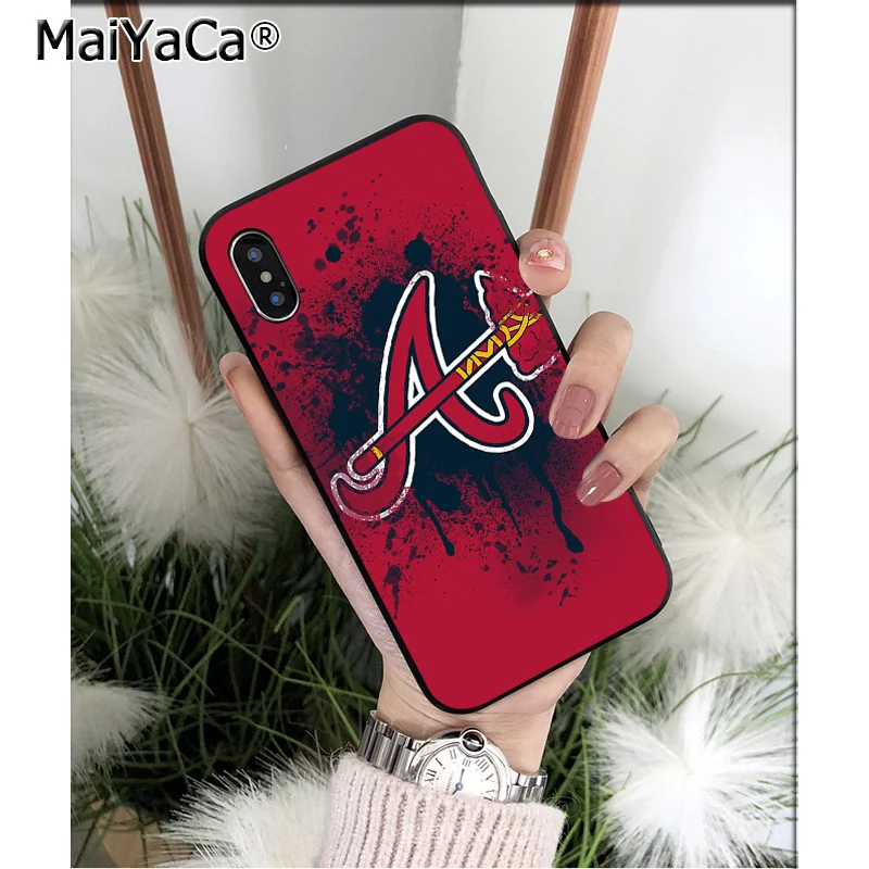 MaiYaCa подвеска Atlanta Braves черный мягкий чехол из ТПУ для телефона iPhone 6S 6plus 7 7plus 8 8Plus X Xs MAX 5 5S XR