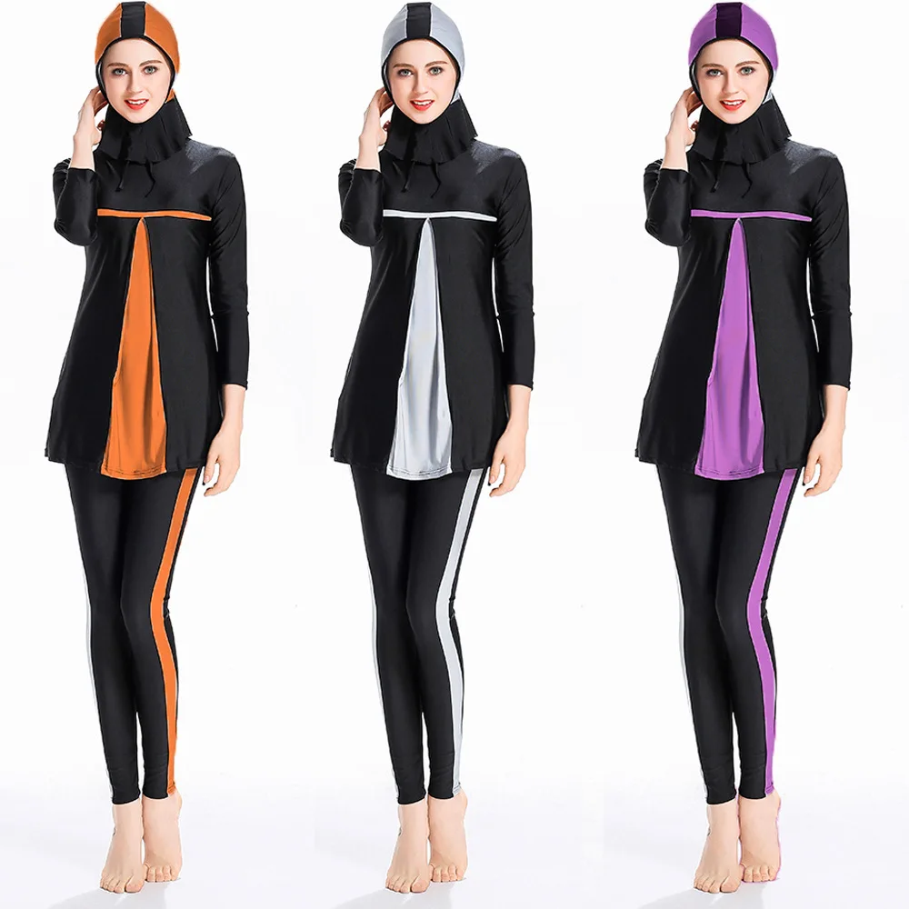 New slim color matching Muslim swimsuit Middle East conservative suit plus size 4xl