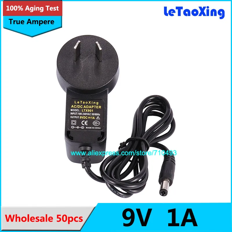 Wholesale 50pc DC 9V 1A Power Adapter Supply 9V 1000mA adaptor