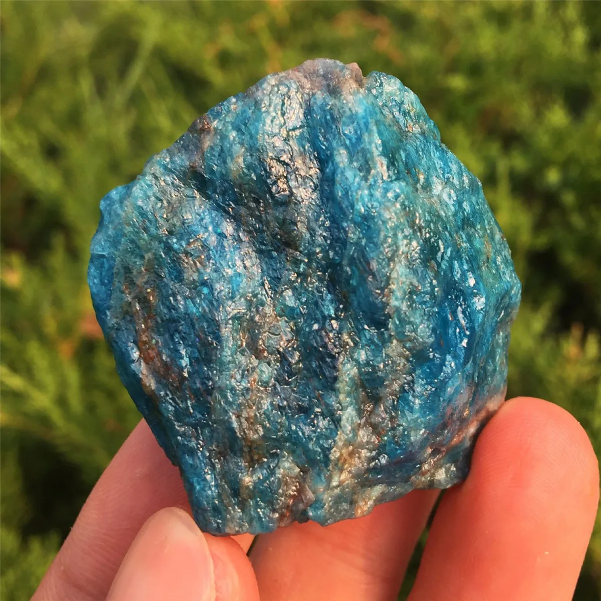 Rough Apatite crystals Mineral Specimen Blue Apatite on matrix 3.07 Natural Blue Apatite Collection Sample from Russia