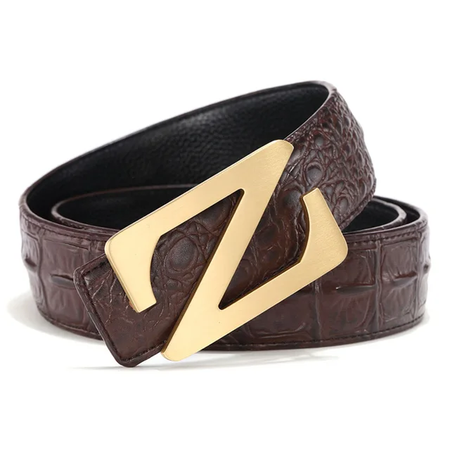 DESTINY cinturón clásico Z para hombre, cinturones de diseñador de marca famosa, correa de cuero genuino de lujo para hombre, Cocodrilo, cobre dorado, de vaca a la de hombre| -
