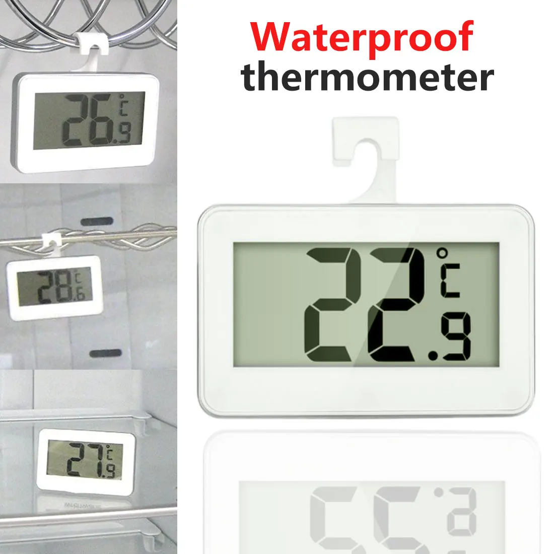 Беспроводной электронный ЖК-дисплей цифровой термометр крытый холодильник, морозильник Температура метр с подвесным крюком термометр