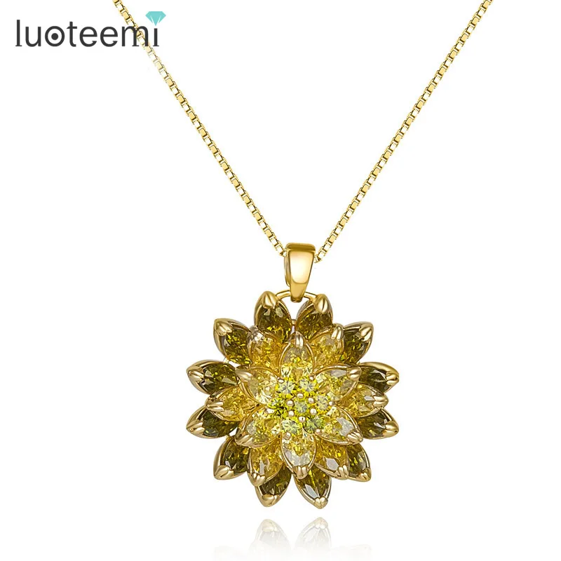 LUOTEEMI Wholesale Russian Design font b Jewelry b font Champagne Gold Color Noble Special Olive Green